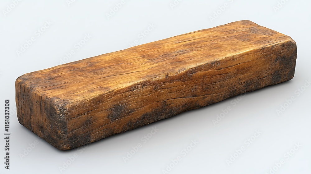 Rustic rectangular wooden block, isolated on white background. Rustic rectangular wooden block, isolated on white background.