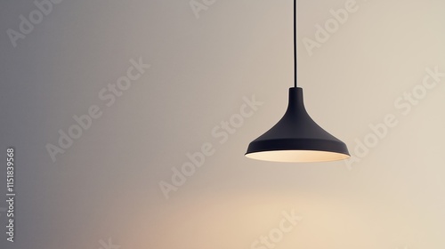 A stylish, minimalist pendant light hanging against a plain background, highlighting its sleek design and modern aesthetic background