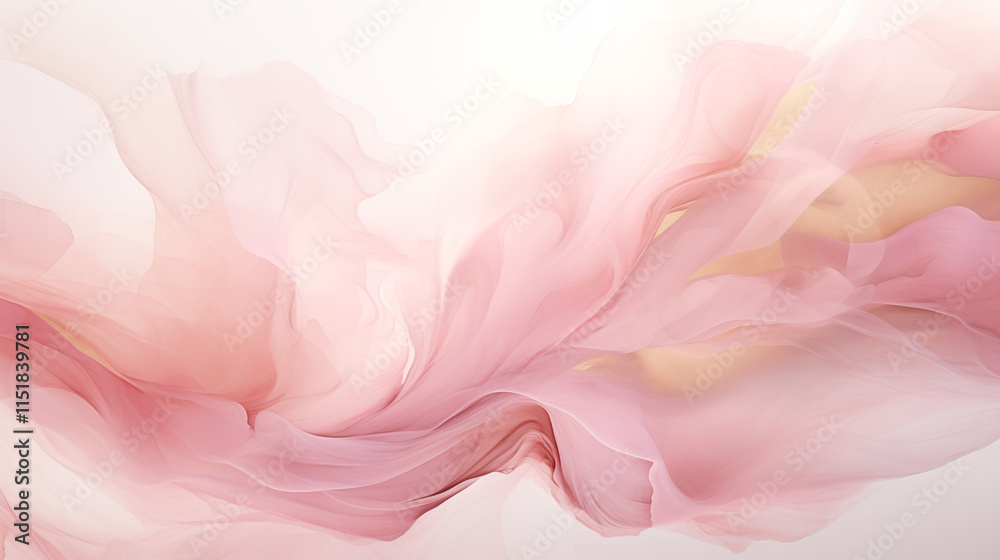 Flowing translucent fabric in soft pink and peach tones