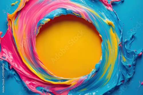 Abstract Swirling Paint Creates Circular Frame