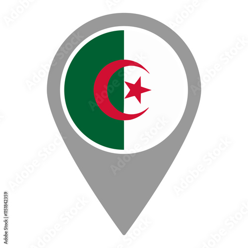 Free Download Algeria flag location pin, flag application, Flag on Location Pin, graphic design, map pointer, vector illustration. - GFXLoad