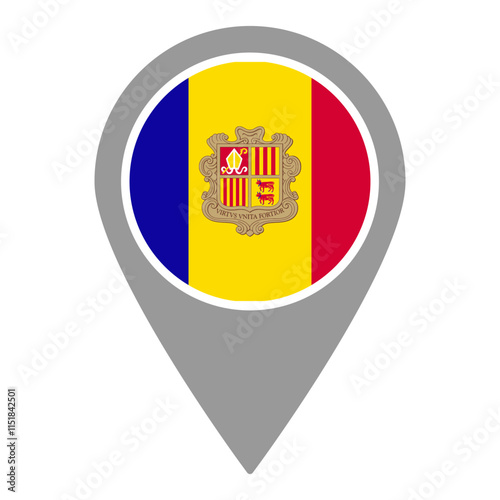 Free Download Andorra flag location pin, flag application, Flag on Location Pin, graphic design, map pointer, vector illustration. - GFXLoad