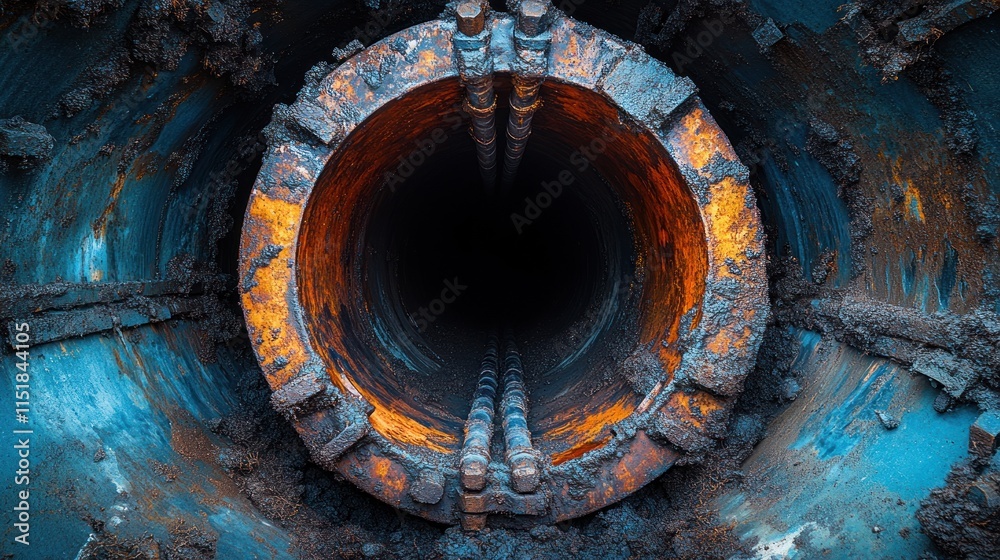 Fototapeta premium Rusty, dirty industrial drill bit close-up.