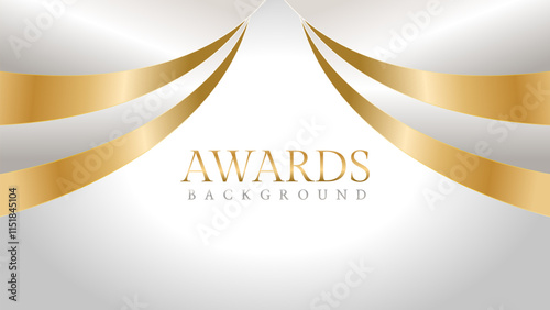 Awards background with gold and silver ribbons, perfect for ceremonies, certificates, presentations, and promotions. Modern and luxurious design exuding prestige and professionalism