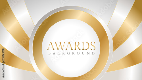 Awards background with gold and silver ribbons, perfect for ceremonies, certificates, presentations, and promotions. Modern and luxurious design exuding prestige and professionalism