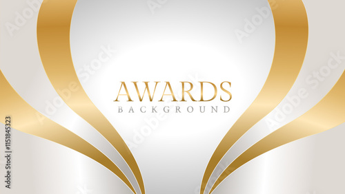 Awards background with gold and silver ribbons, perfect for ceremonies, certificates, presentations, and promotions. Modern and luxurious design exuding prestige and professionalism