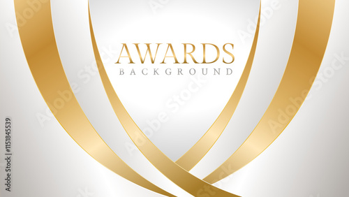 Awards background with gold and silver ribbons, perfect for ceremonies, certificates, presentations, and promotions. Modern and luxurious design exuding prestige and professionalism