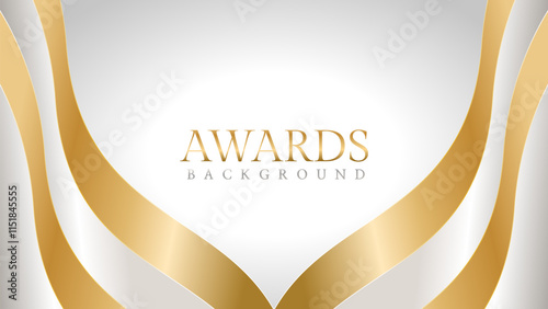 Awards background with gold and silver ribbons, perfect for ceremonies, certificates, presentations, and promotions. Modern and luxurious design exuding prestige and professionalism
