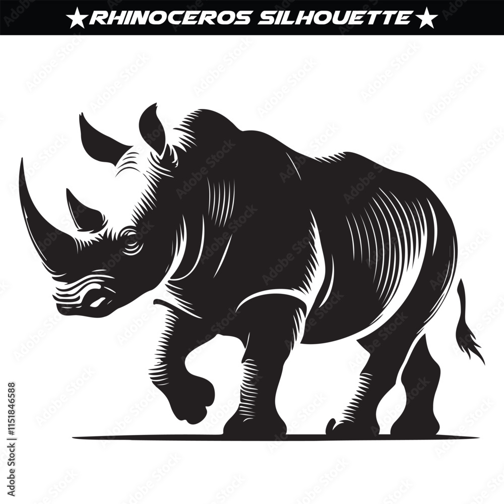 Obraz premium Rhinoceros silhouette, high quality editable vector