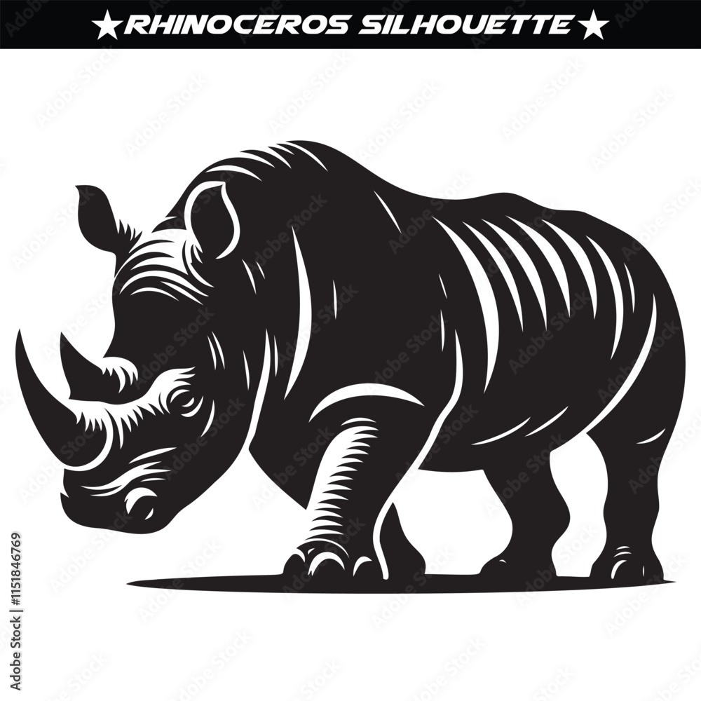 Fototapeta premium Rhinoceros silhouette, high quality editable vector