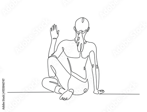 Continuous one line drawing of female character in yoga pose. woman doing yoga exercise in single line draw vector illustration. Editable line vector.