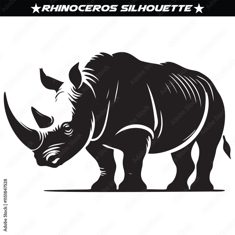 Fototapeta premium Rhinoceros silhouette, high quality editable vector