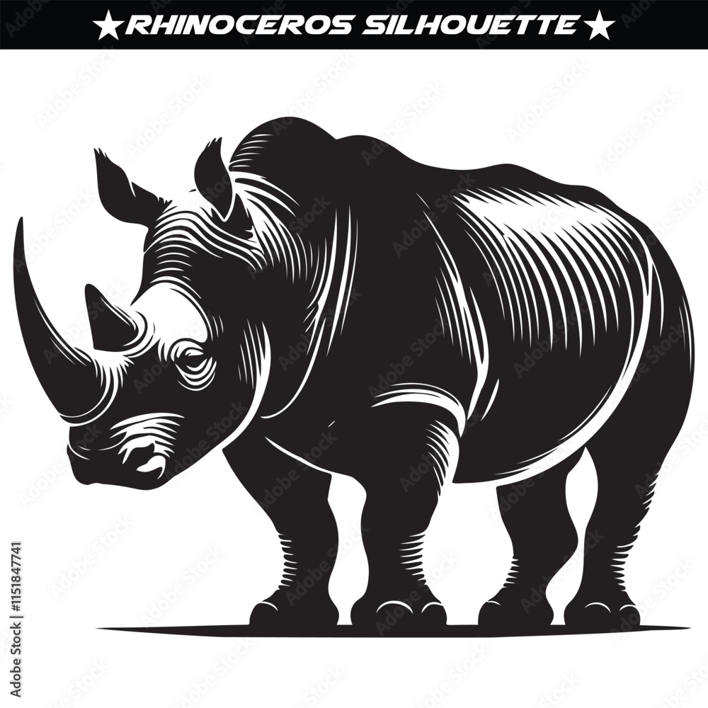 Obraz premium Rhinoceros silhouette, high quality editable vector