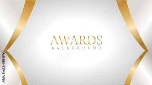 Awards background with gold and silver ribbons, perfect for ceremonies, certificates, presentations, and promotions. Modern and luxurious design exuding prestige and professionalism