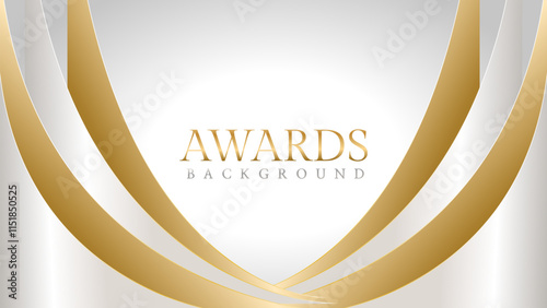 Awards background with gold and silver ribbons, perfect for ceremonies, certificates, presentations, and promotions. Modern and luxurious design exuding prestige and professionalism