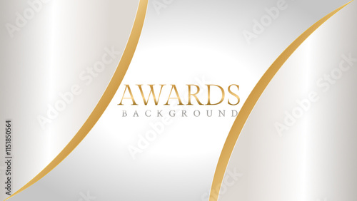 Awards background with gold and silver ribbons, perfect for ceremonies, certificates, presentations, and promotions. Modern and luxurious design exuding prestige and professionalism