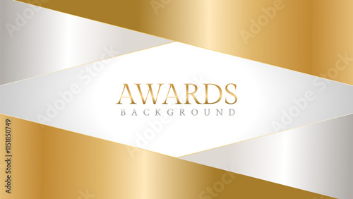 Awards background with gold and silver ribbons, perfect for ceremonies, certificates, presentations, and promotions. Modern and luxurious design exuding prestige and professionalism