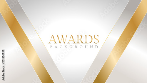 Awards background with gold and silver ribbons, perfect for ceremonies, certificates, presentations, and promotions. Modern and luxurious design exuding prestige and professionalism