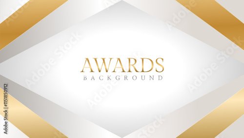 Awards background with gold and silver ribbons, perfect for ceremonies, certificates, presentations, and promotions. Modern and luxurious design exuding prestige and professionalism