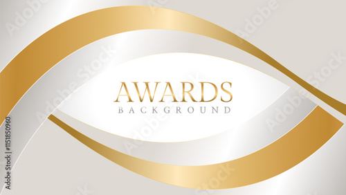 Awards background with gold and silver ribbons, perfect for ceremonies, certificates, presentations, and promotions. Modern and luxurious design exuding prestige and professionalism
