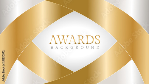 Awards background with gold and silver ribbons, perfect for ceremonies, certificates, presentations, and promotions. Modern and luxurious design exuding prestige and professionalism