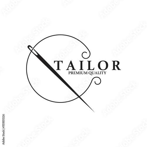 Tailor logo icon illustration template combination of buttons for clothes, thread and sewing machine, for clothing product design