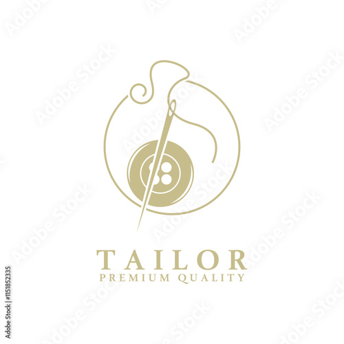 Tailor logo icon illustration template combination of buttons for clothes, thread and sewing machine, for clothing product design