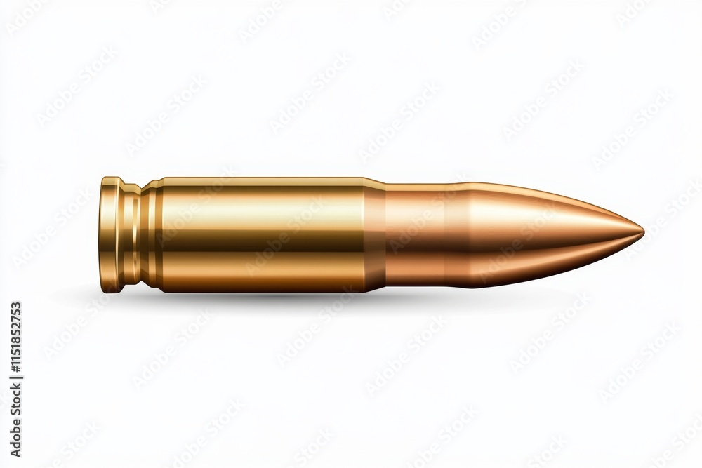 A clean illustration of a bullet, placed against a plain white background with minimal shadow effects A clean illustration of a bullet, placed against a plain white background with minimal shadow effects