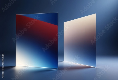 Dynamic Geometric Panels with Red and Blue Gradient