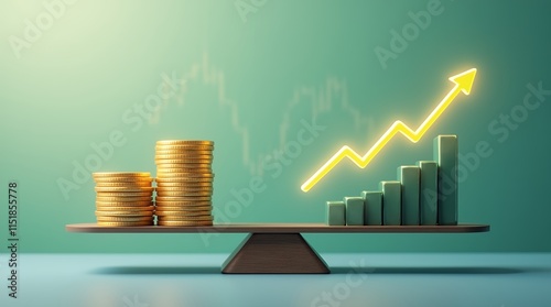 Financial Growth and Wealth:  A Visual Representation of Increasing Investment Returns and Balanced Assets photo