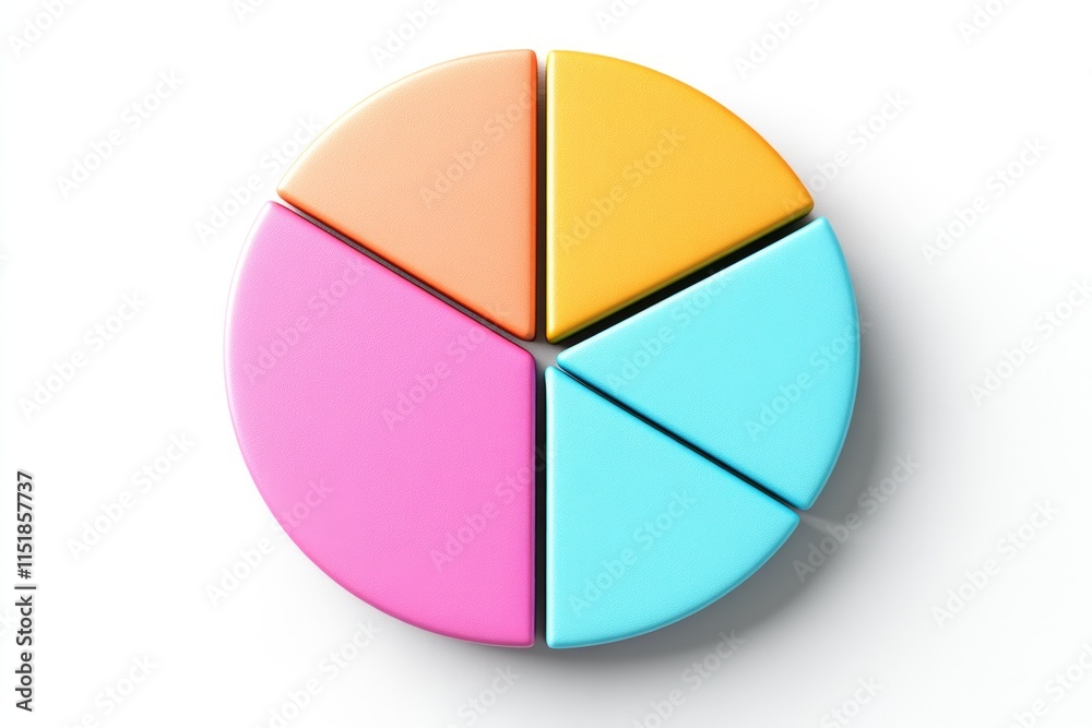 A flat 2D pie chart illustration with bright, vibrant colors and bold labels, set on a plain white surface for clarity A flat 2D pie chart illustration with bright, vibrant colors and bold labels, set on a plain white surface for clarity