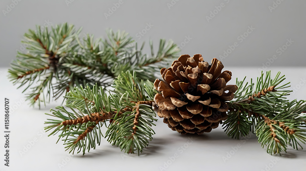 Christmas tree branch and pine cone and Christmas decoration. Holidays design element isolated on transparent background. Christmas tree branch and pine cone and Christmas decoration. Holidays design element isolated on transparent background.