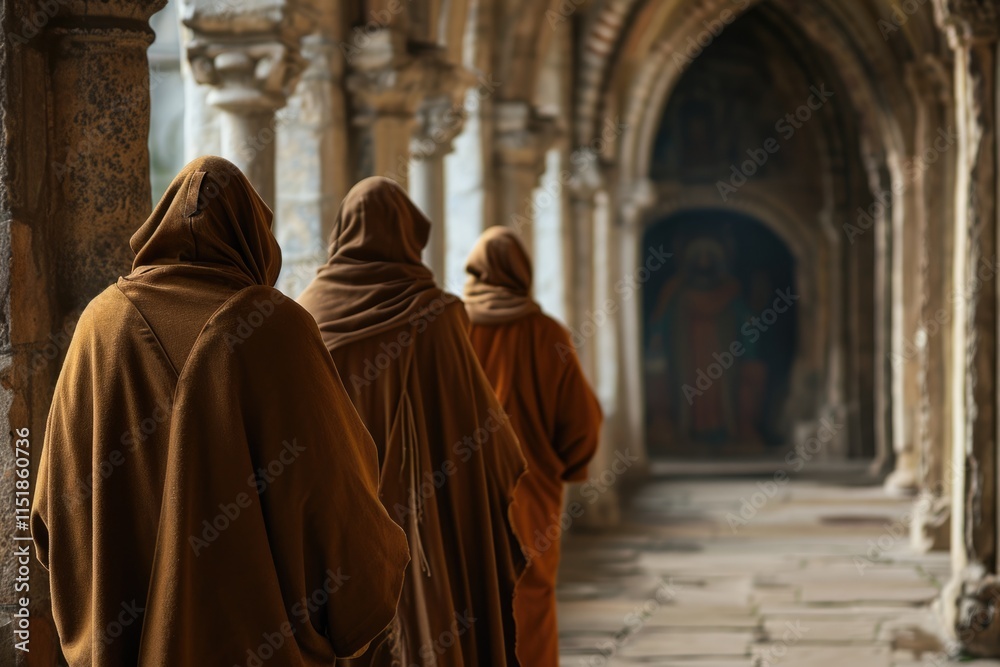 Monastic Devotion: A Captivating Rear View of Medieval Clergy Embracing Ancient Faith Monastic Devotion: A Captivating Rear View of Medieval Clergy Embracing Ancient Faith