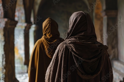 Monastic Devotion: A Captivating View of Medieval Monks Embracing Ancient Faith