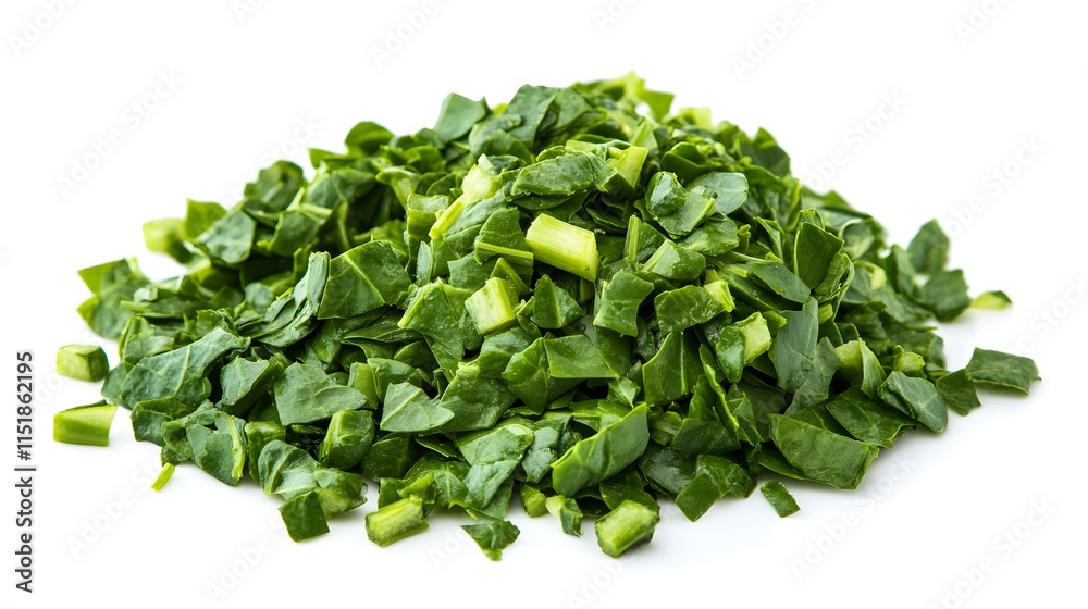 Chopped Spinach isolated in white background Chopped Spinach isolated in white background