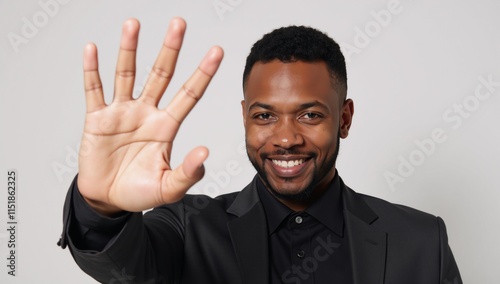 Show solidarity against racism embody anti-discrimination with African American peace sign photo