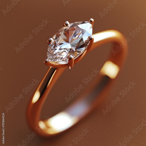Marquise-cut diamond ring on elegant gold band