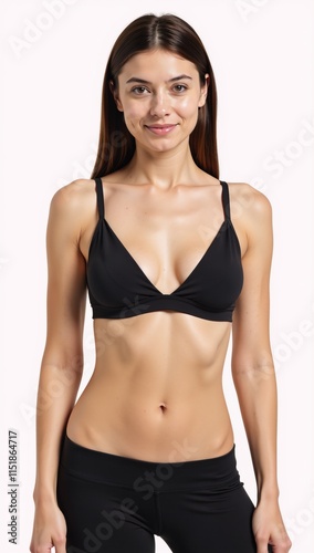 Isolated sports bra on white background with no shadows and high detail depicted using digital cutout style