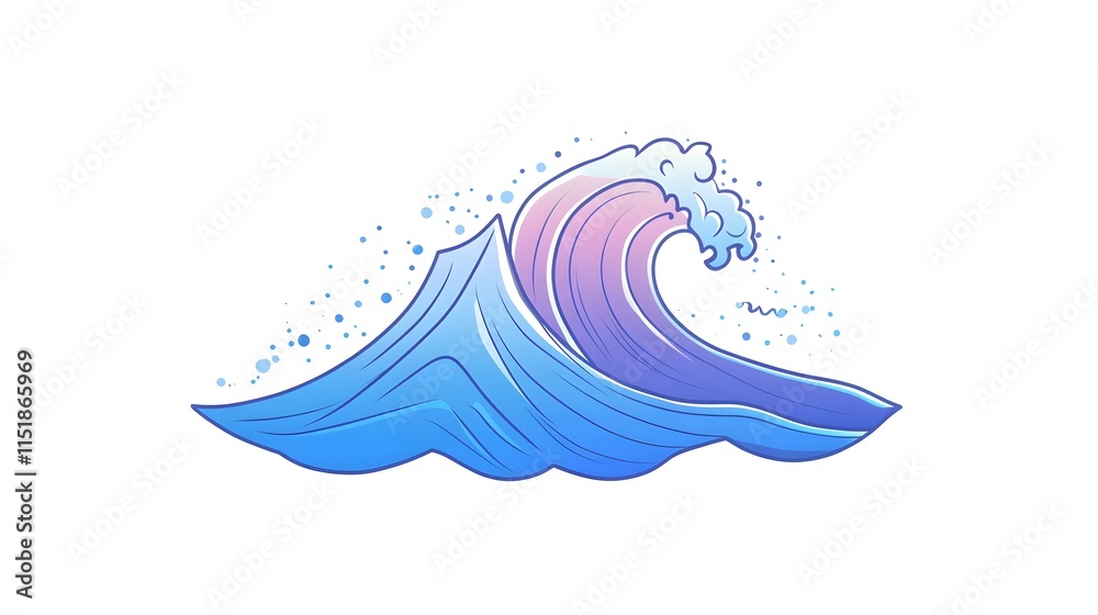 Stylized illustration of a blue ocean wave Stylized illustration of a blue ocean wave