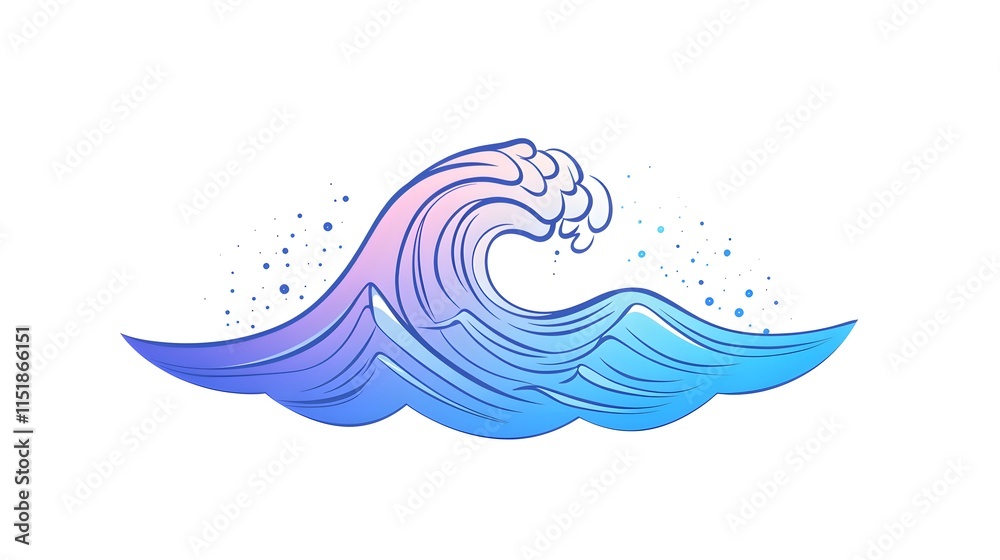 Stylized Gradient Ocean Wave Design Illustration