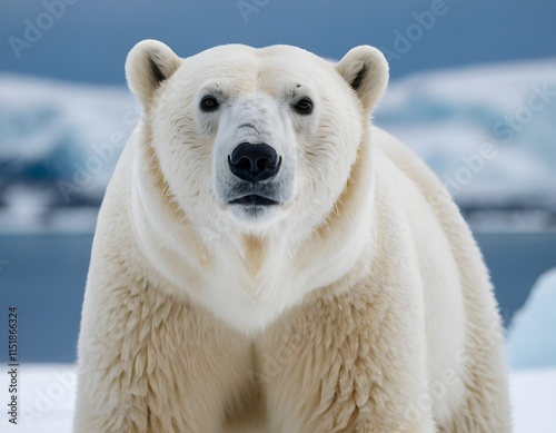 A polar bear cub playing in the snow on icy ground in the Arctic wilderness, Generative Ai