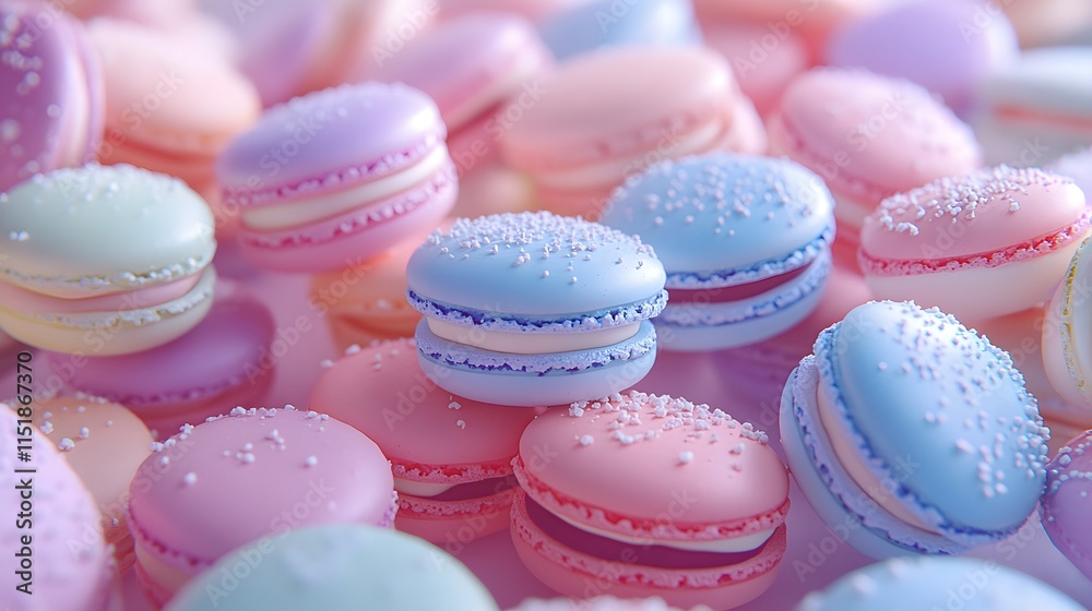 Fototapeta premium Colorful Macarons with Decorative Sprinkles on a Soft Background
