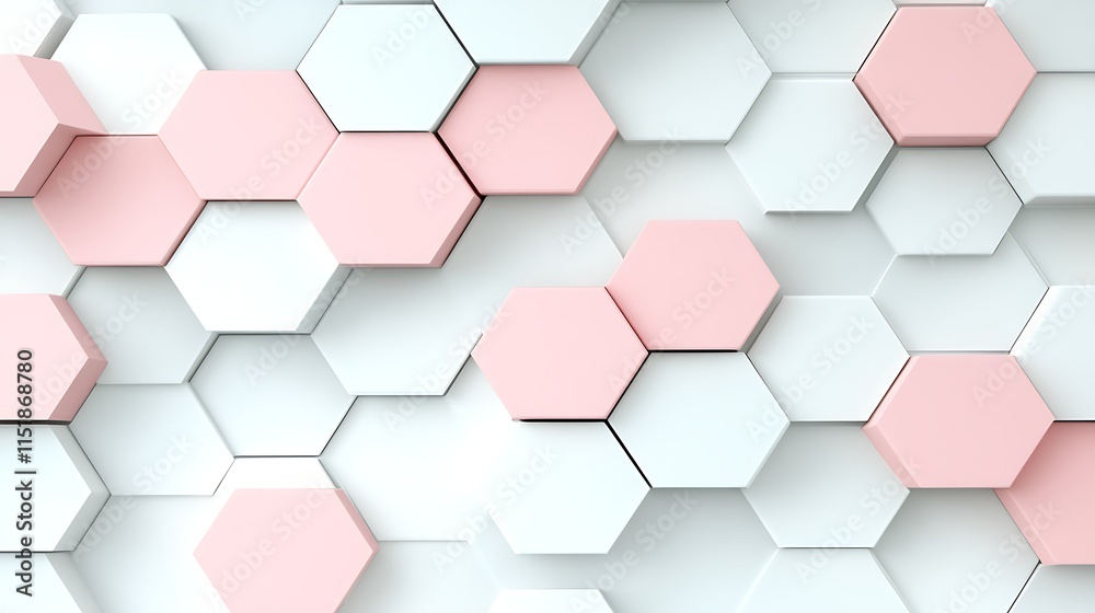Naklejka premium Pink and White Hexagon Pattern Background