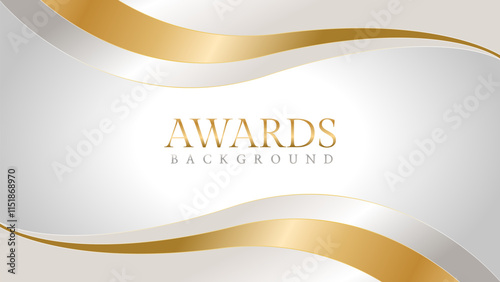Awards background with gold and silver ribbons, perfect for ceremonies, certificates, presentations, and promotions. Modern and luxurious design exuding prestige and professionalism