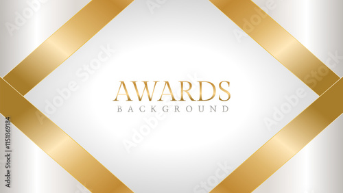 Awards background with gold and silver ribbons, perfect for ceremonies, certificates, presentations, and promotions. Modern and luxurious design exuding prestige and professionalism