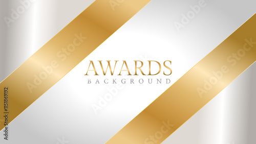 Awards background with gold and silver ribbons, perfect for ceremonies, certificates, presentations, and promotions. Modern and luxurious design exuding prestige and professionalism
