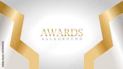 Awards background with gold and silver ribbons, perfect for ceremonies, certificates, presentations, and promotions. Modern and luxurious design exuding prestige and professionalism