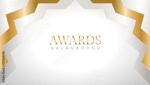 Awards background with gold and silver ribbons, perfect for ceremonies, certificates, presentations, and promotions. Modern and luxurious design exuding prestige and professionalism