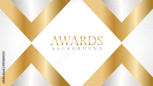 Awards background with gold and silver ribbons, perfect for ceremonies, certificates, presentations, and promotions. Modern and luxurious design exuding prestige and professionalism