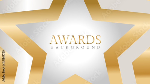 Awards background with gold and silver ribbons, perfect for ceremonies, certificates, presentations, and promotions. Modern and luxurious design exuding prestige and professionalism